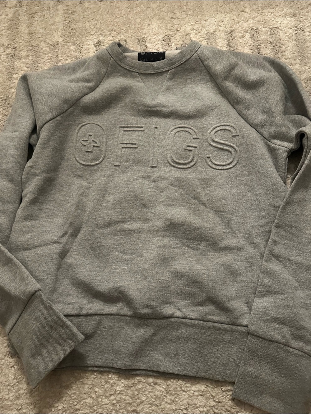 FIGS Women’s Crewneck Sweatshirt - Light Gray Embossed Logo